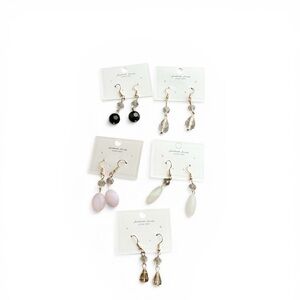 Handmade Beaded Dangle Earrings Bundle – Crystal, Glass & Stone – 5 Pairs